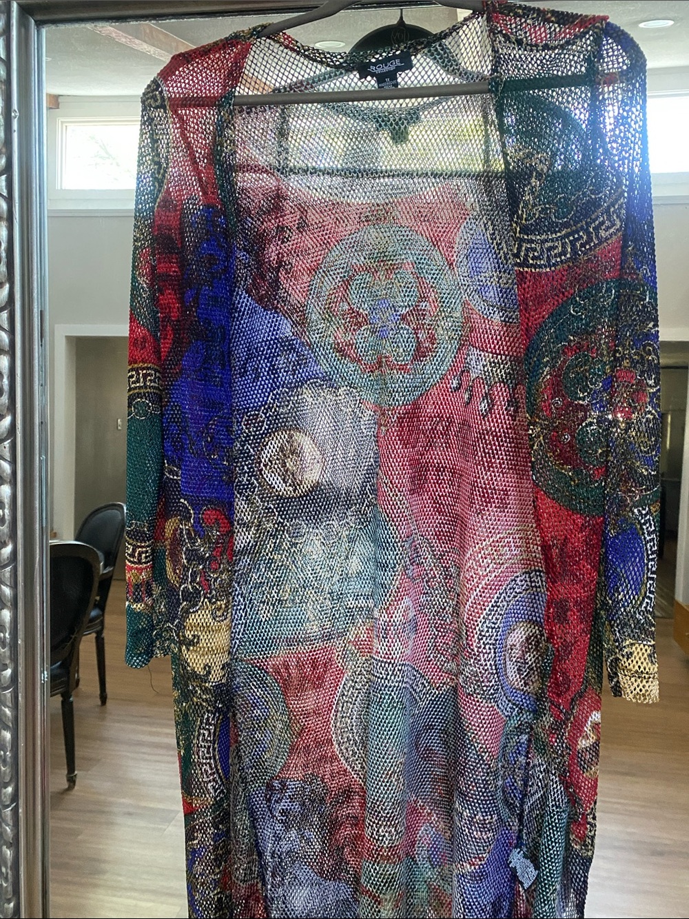Rouge Multicolor Mesh Medallion Swim Coverup or Layered Cardigan